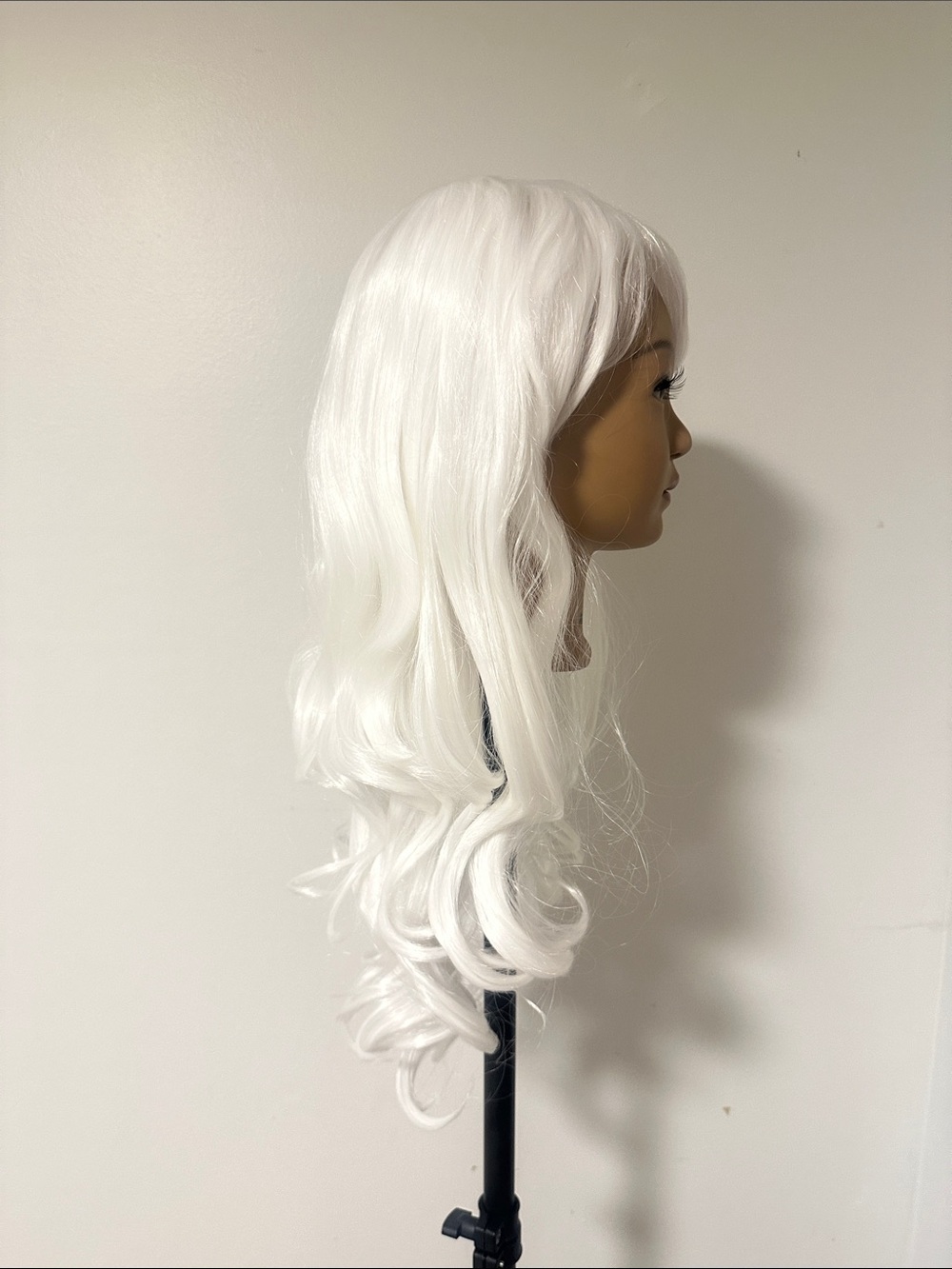 Long Wavy White Synthetic Wig - Picture 2 of 5